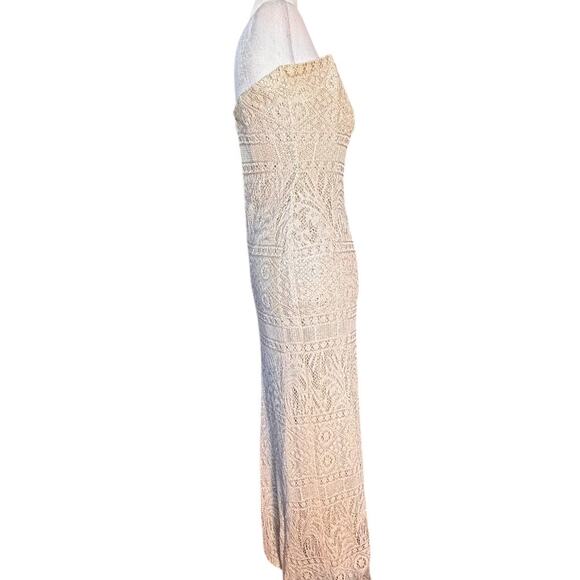 Y2K Jessica McClintock Gunne Sax Millennium Prom Lace Sequin Strapless Maxi XS - Picture 5 of 11